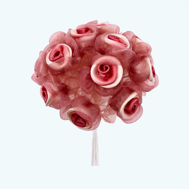 2.5" Diameter Stain Organza Flower 12X12 | Mauve